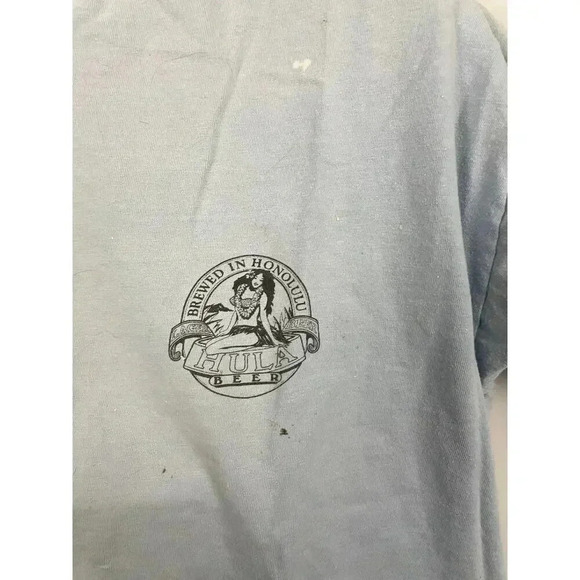 VTG Brewed In Honolulu Lager HULA BEER Blue T-Shirt Men's XL Single Stitch READ - Picture 4 of 9